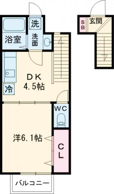 富田林市須賀のアパートの間取り