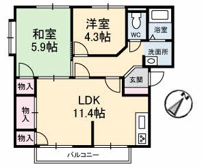 【コートハウスコスモスＣの間取り】