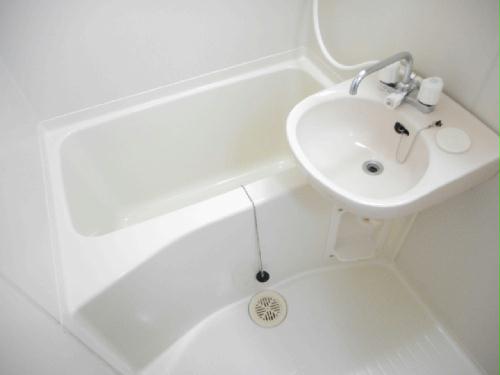 バス・シャワールーム　洗面台とユニット式のお風呂です