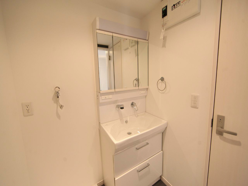 洗面設備　脱衣所　独立洗面台（シャンプードレッサー）洗濯機用意できます