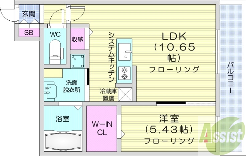 地下鉄南北線 北２４条駅 徒歩6分 5階建 築1年の間取り写真
