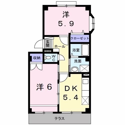 中間市岩瀬西町のアパートの間取り