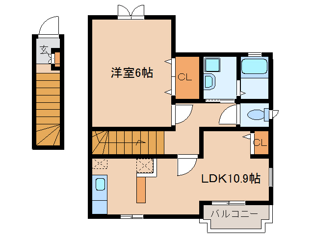 大和高田市大字築山のアパートの間取り