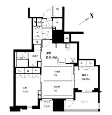 レーベン福岡天神ONE TOWERの間取り