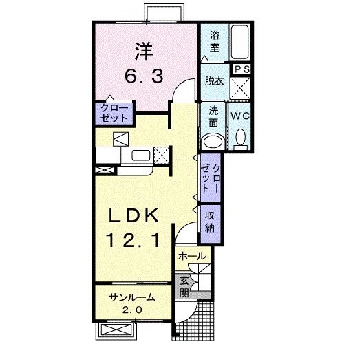 【コンドミニアム　さくら　Ｄの間取り】