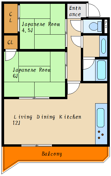 【魚住コーポの間取り】