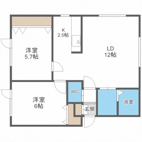 札幌市北区篠路八条のアパートの間取り