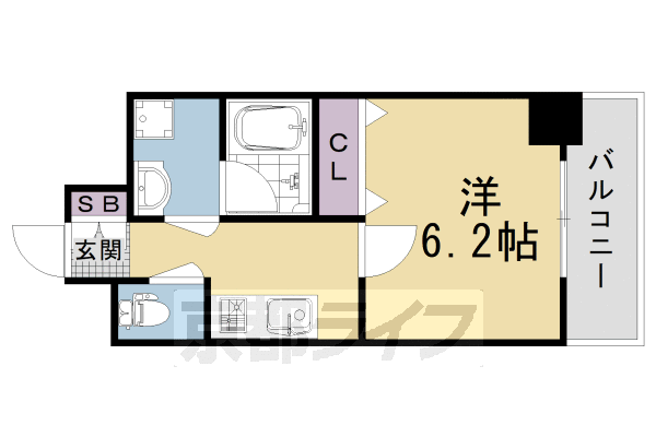 京都市右京区梅津南広町のマンションの間取り