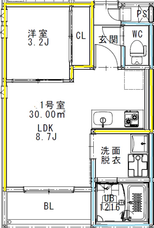 熊本市中央区坪井のアパートの間取り