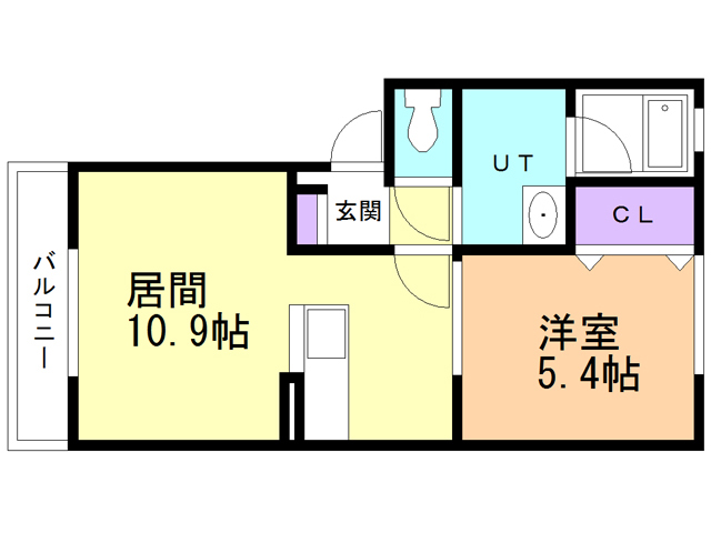 函館市宝来町のアパートの間取り