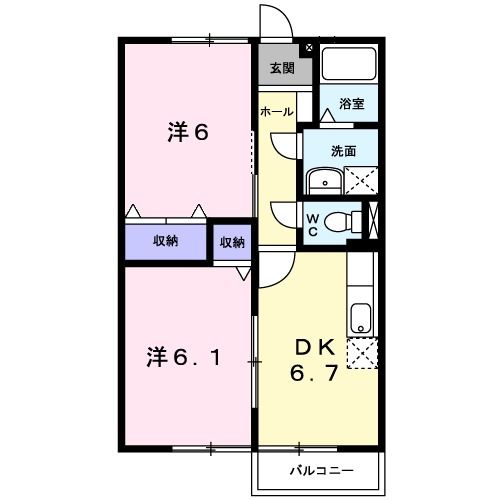 津山市小原のアパートの間取り