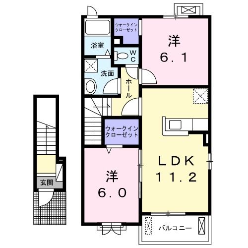 筑西市玉戸のアパートの間取り