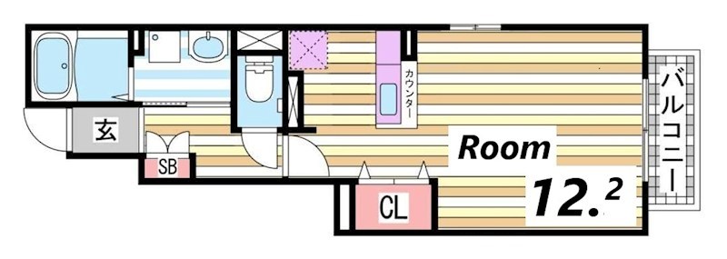 神戸市北区有野町唐櫃のアパートの間取り