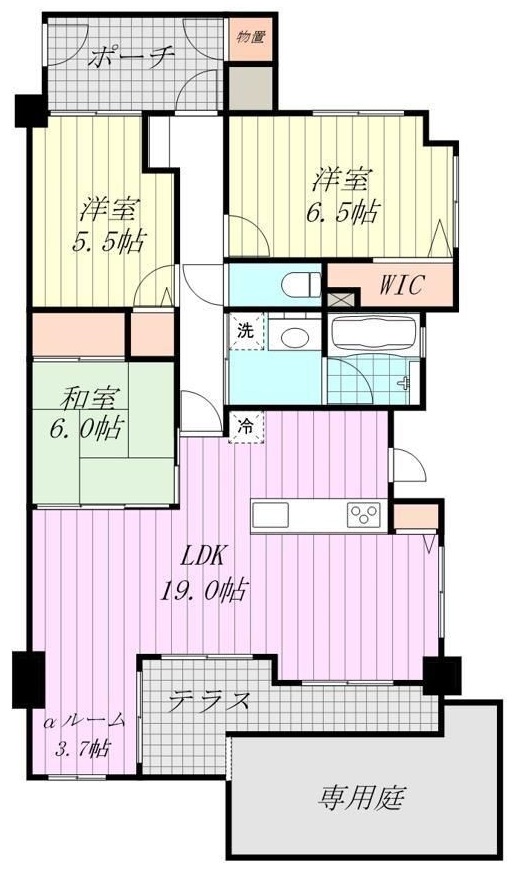 ペットと暮らせる♪アルファステイツ道後北代　102号の間取り