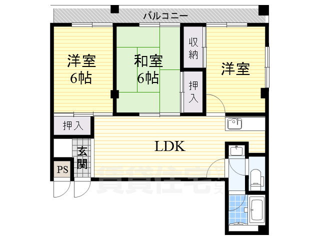 大阪市大正区北恩加島のマンションの間取り