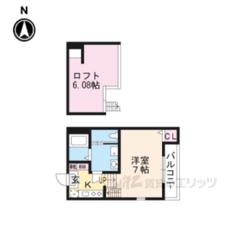 京都市山科区椥辻封シ川町のアパートの間取り