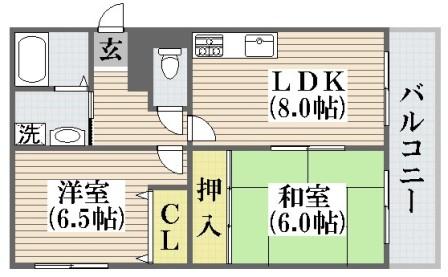 大阪市平野区長吉川辺のマンションの間取り