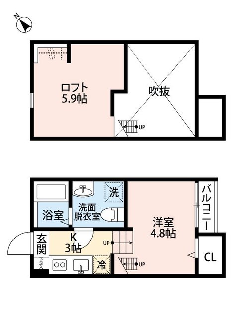 相模原市南区古淵のアパートの間取り