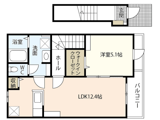 広島市西区南観音町のアパートの間取り