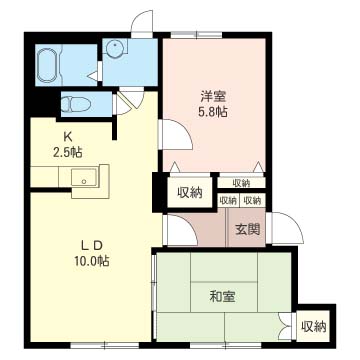 札幌市東区東苗穂八条のアパートの間取り