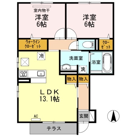倉敷市玉島乙島のアパートの間取り