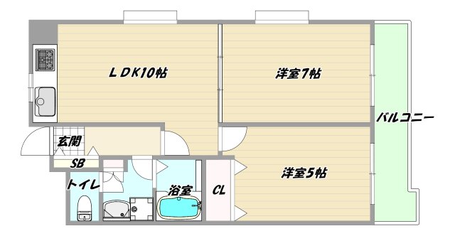 阪急京都線 南方駅 徒歩6分 9階建 築30年の間取り写真