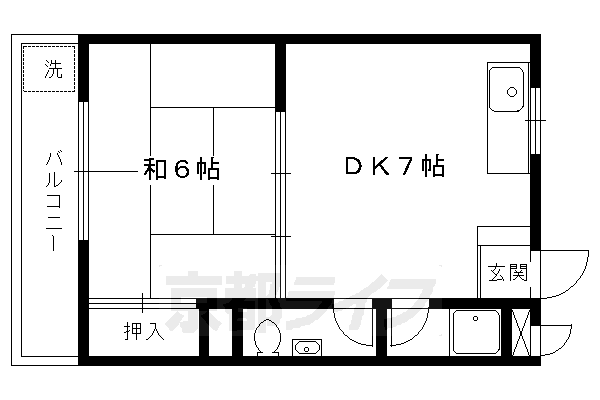 京都市北区上賀茂榊田町のマンションの間取り