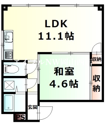 岡山市北区桑田町のマンションの間取り