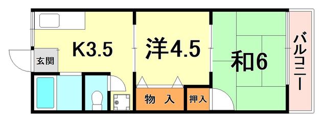 神戸市東灘区深江本町のマンションの間取り