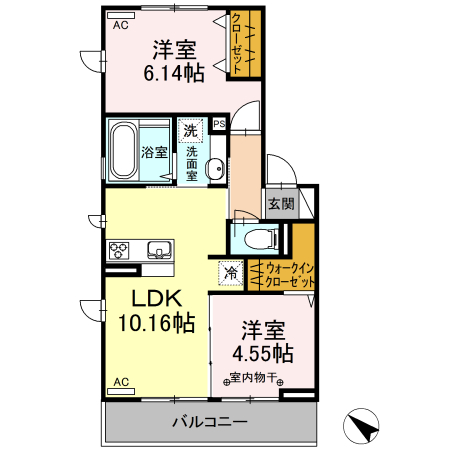 甲府市国母のアパートの間取り