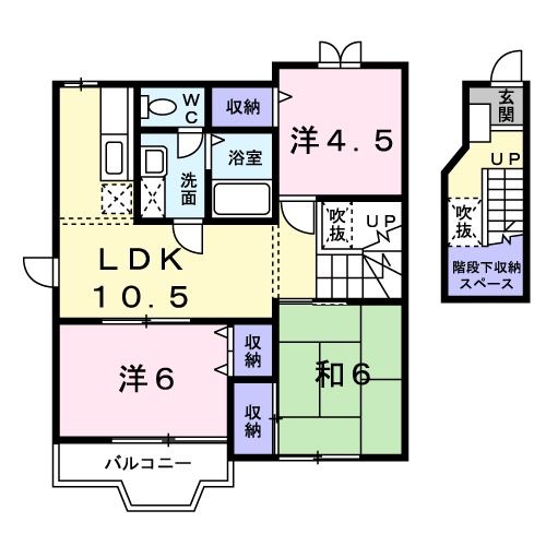 川越市大字木野目のアパートの間取り