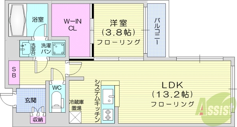 【札幌市北区北十七条西のマンションの間取り】