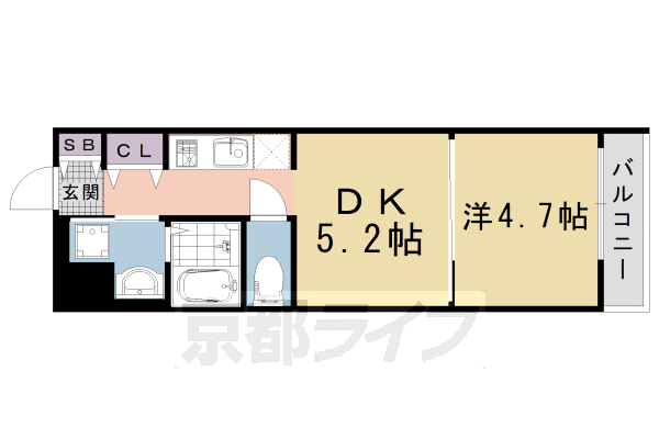 【京都市右京区西京極橋詰町のマンションの間取り】