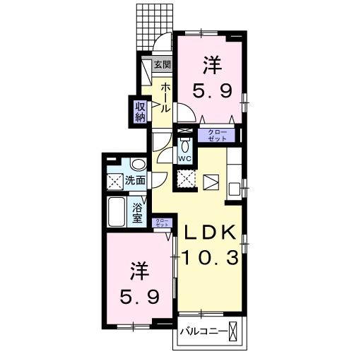 高松市上林町のアパートの間取り