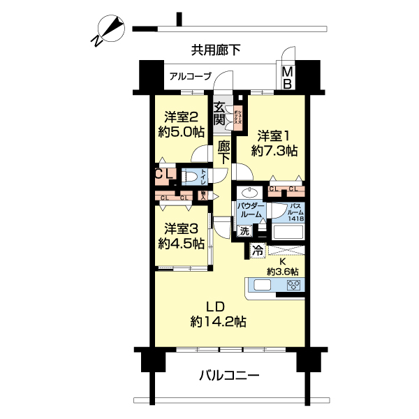 プレミスト宜野湾大謝名の間取り