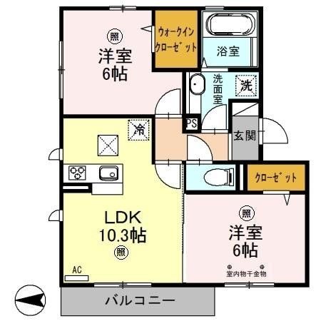 三郷市彦川戸のアパートの間取り