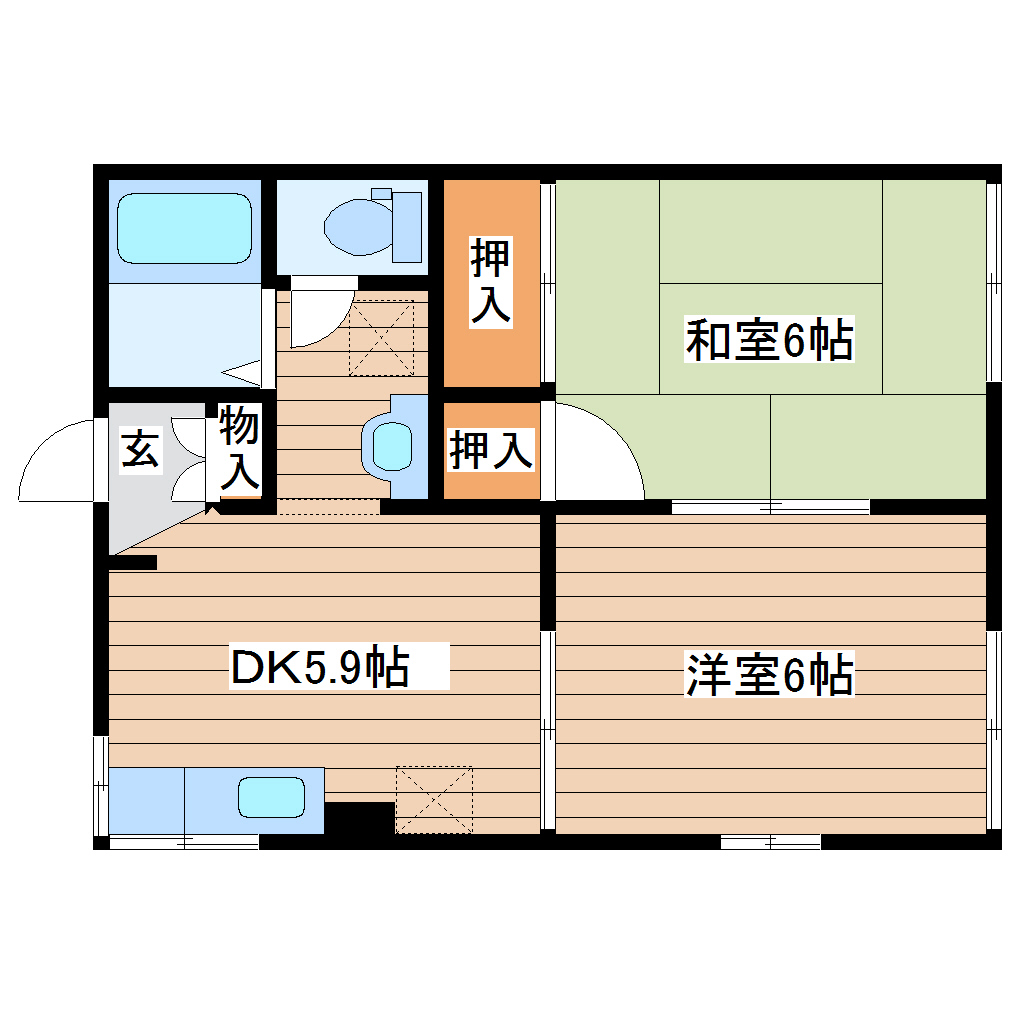 仙台市青葉区菊田町のアパートの間取り