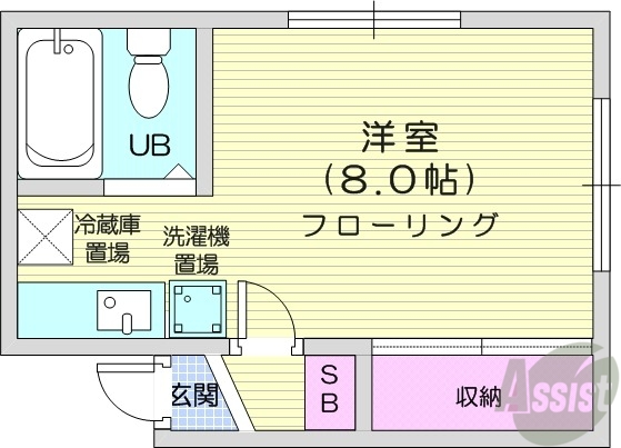 札幌市中央区南九条西のアパートの間取り