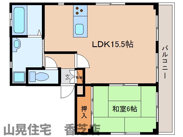 香芝市瓦口のマンションの間取り