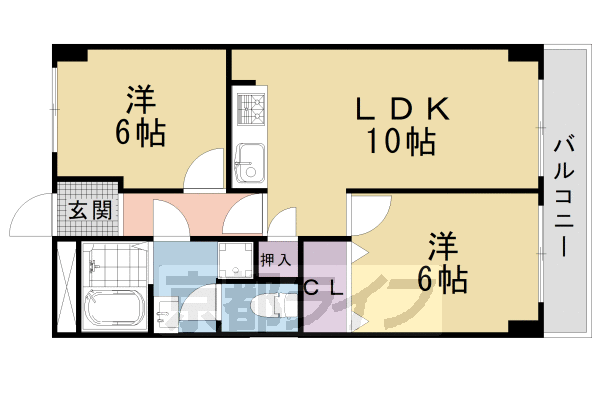 京都市南区唐橋琵琶町のマンションの間取り