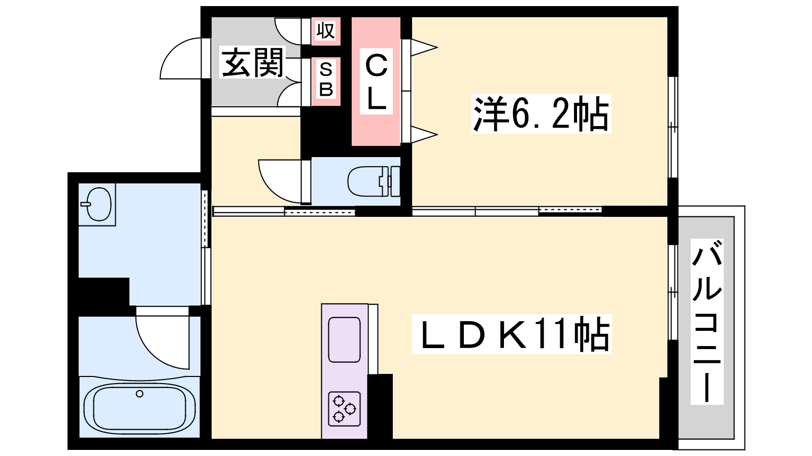 西脇市下戸田のアパートの間取り