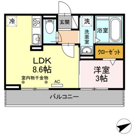 四日市市羽津町のアパートの間取り