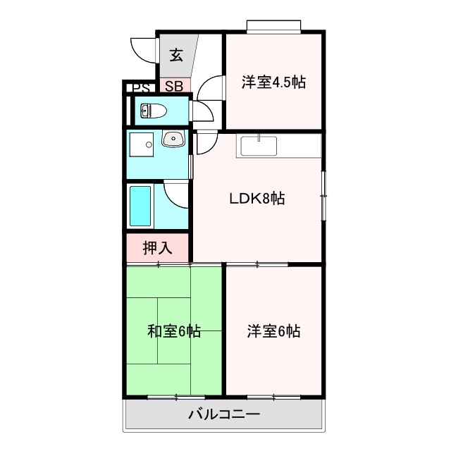 大阪市東住吉区西今川のマンションの間取り