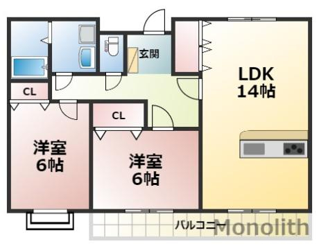 泉大津市千原町のマンションの間取り