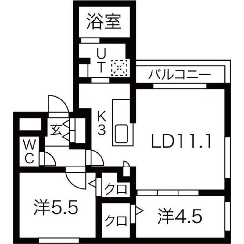 札幌市北区北二十三条西のマンションの間取り