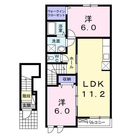 行橋市大字中津熊のアパートの間取り