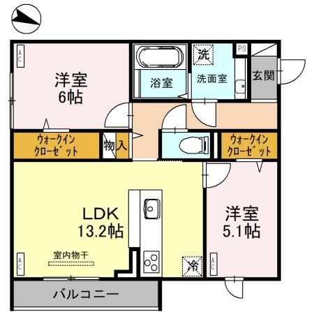 新潟市東区紫竹のアパートの間取り