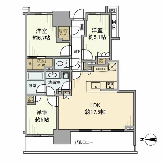 千葉市美浜区若葉のマンションの間取り