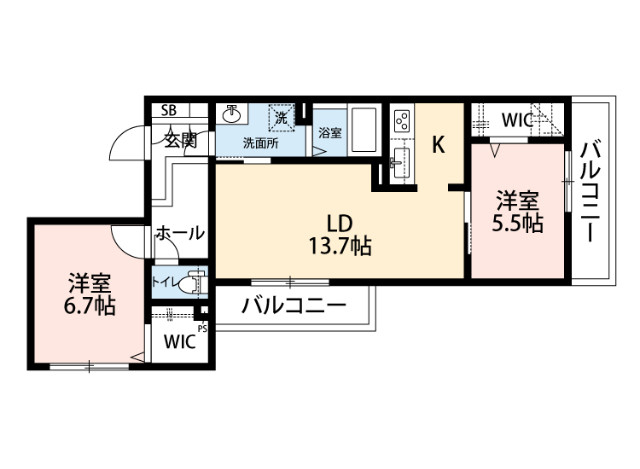 堺市堺区南三国ヶ丘町のマンションの間取り