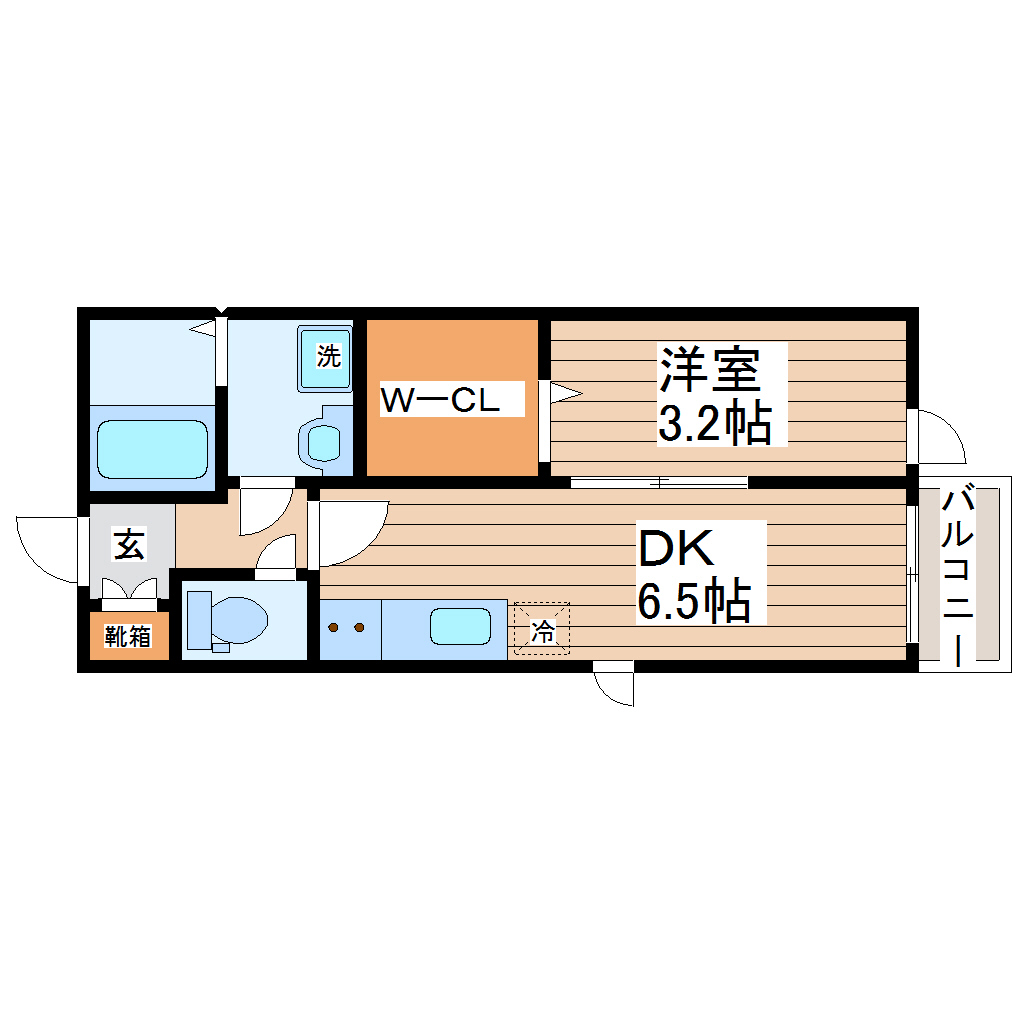 仙台市青葉区旭ケ丘のアパートの間取り